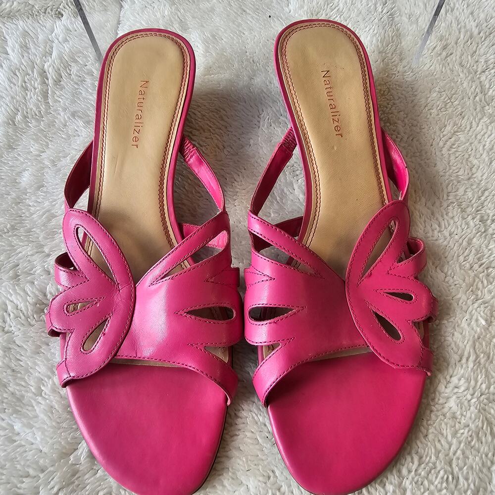 Naturalizer Women's Leather Butterfly Wing Slip‎ On Sandals Size 10N Pink Party